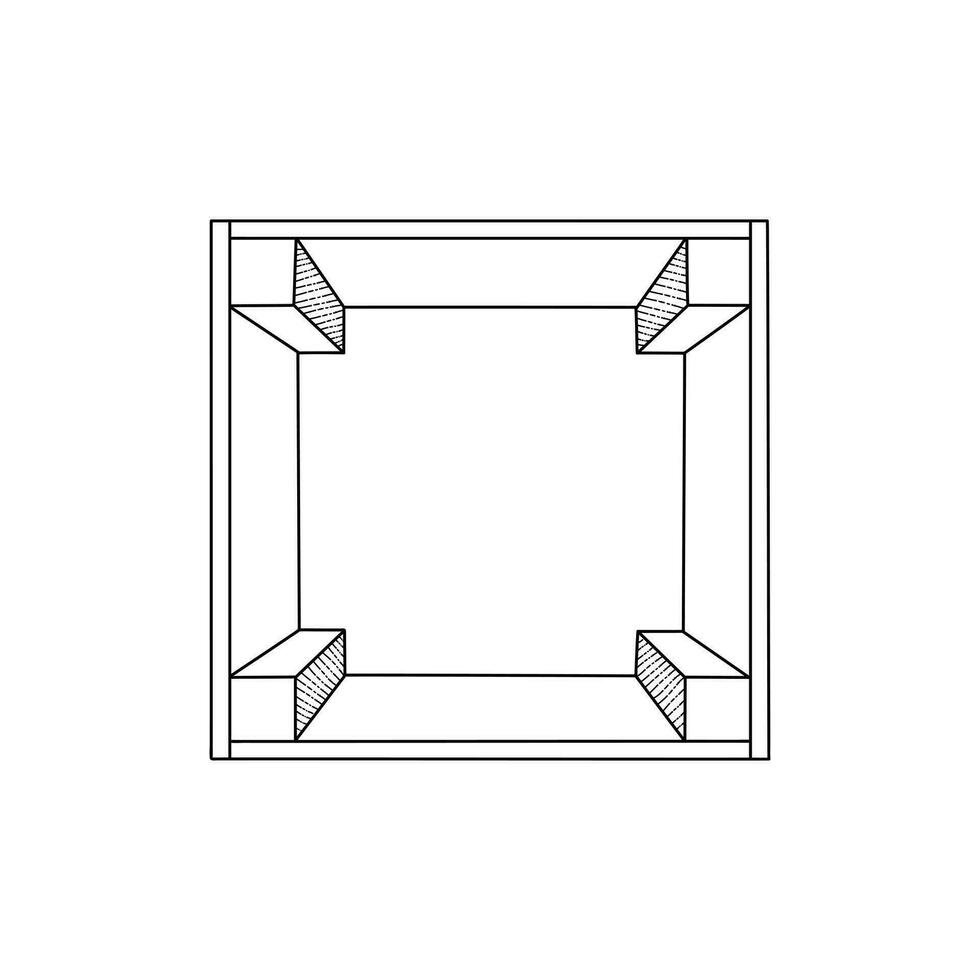 vide en bois boîte ligne style meubles minimaliste logo, vecteur icône illustration conception modèle