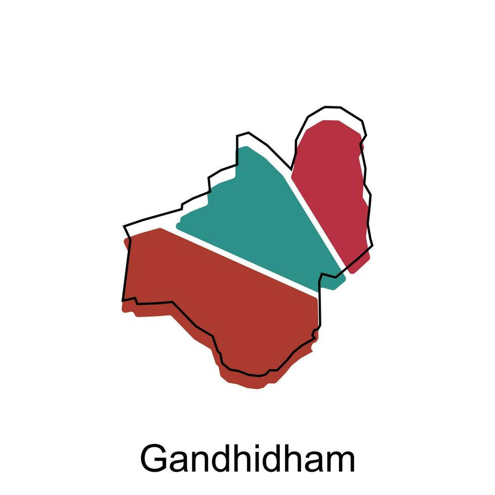 carte de gandhidham conception modèle avec contour graphique esquisser style isolé sur blanc Contexte vecteur