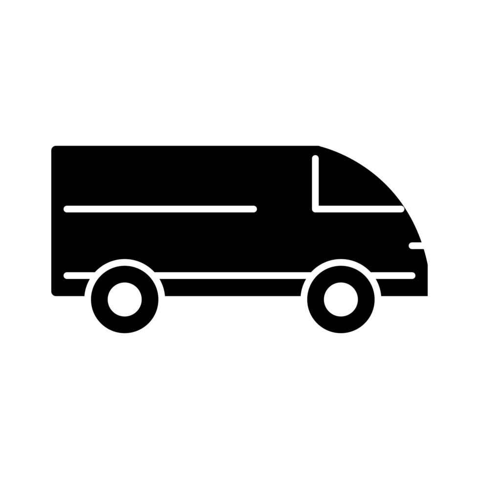 Camion de livraison transport vue côté silhouette icône isolé sur fond blanc vecteur