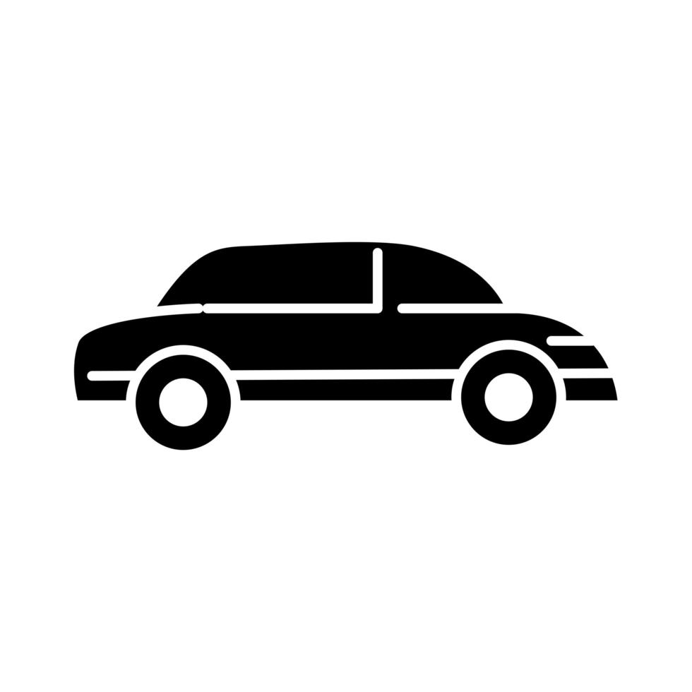 Icône de silhouette vue de côté de transport automobile voiture isolé sur fond blanc vecteur