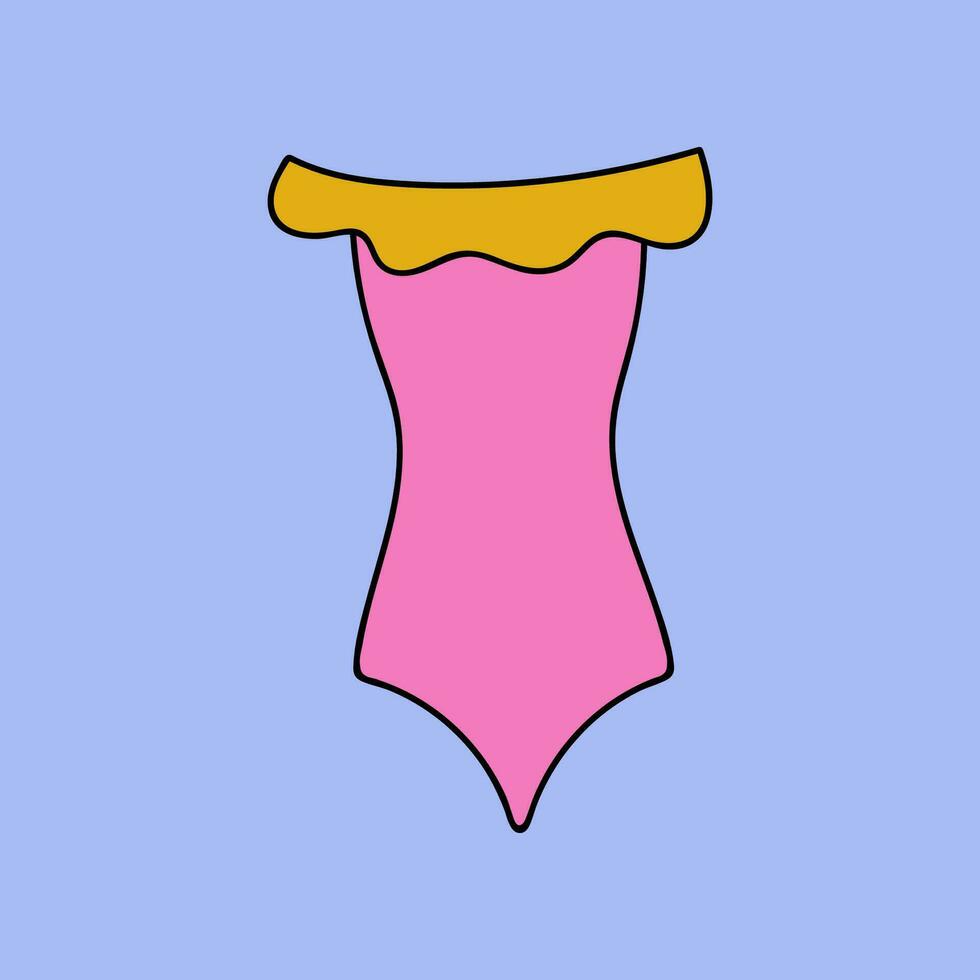 mignonne clipart vecteur été maillot de bain pour femmes et filles. nager vêtements pour nager dans le piscine, mer, océan. Facile coloré main tiré griffonnage isolé sur le Contexte