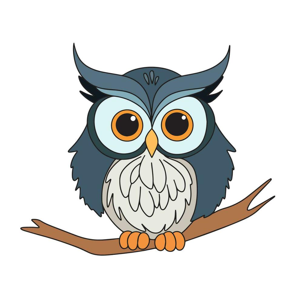 hibou drôle de dessin animé isolé sur fond blanc vecteur