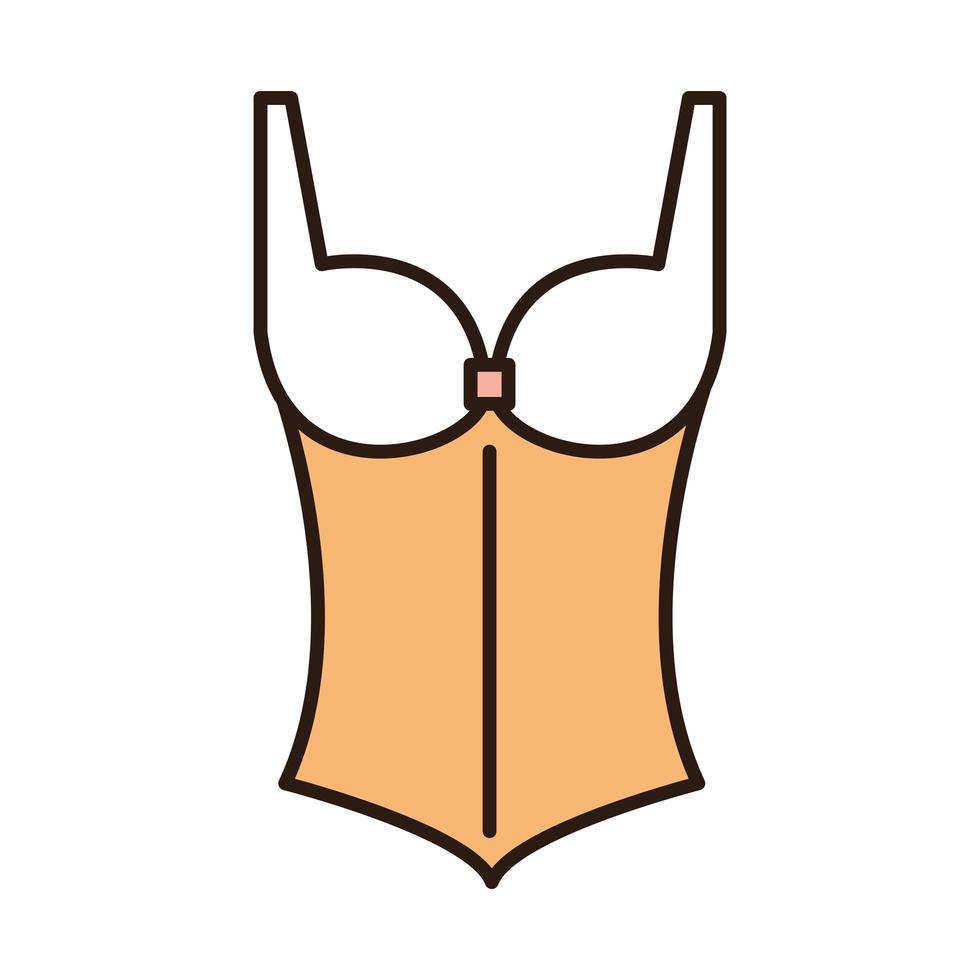 mode corset pour femme ligne de vêtements et icône de remplissage vecteur