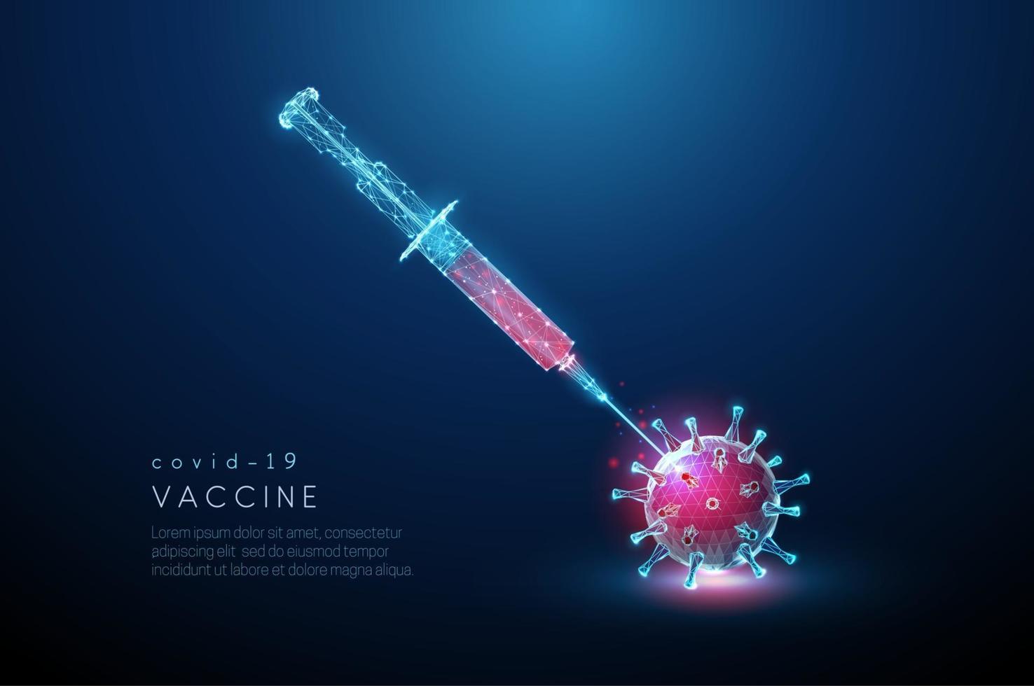 vaccin low poly contre le coronavirus covid-19. vecteur