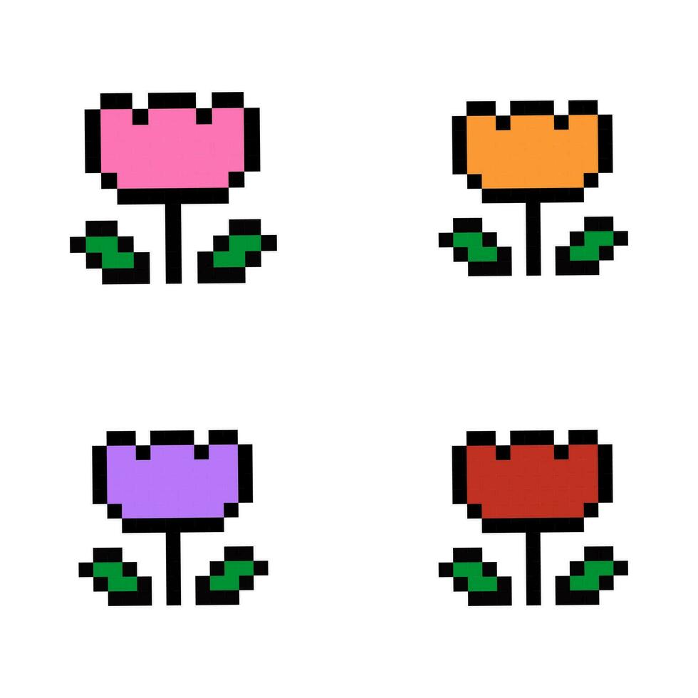 8 bits fleur pixel art, charmant tulipe pixel style vecteur