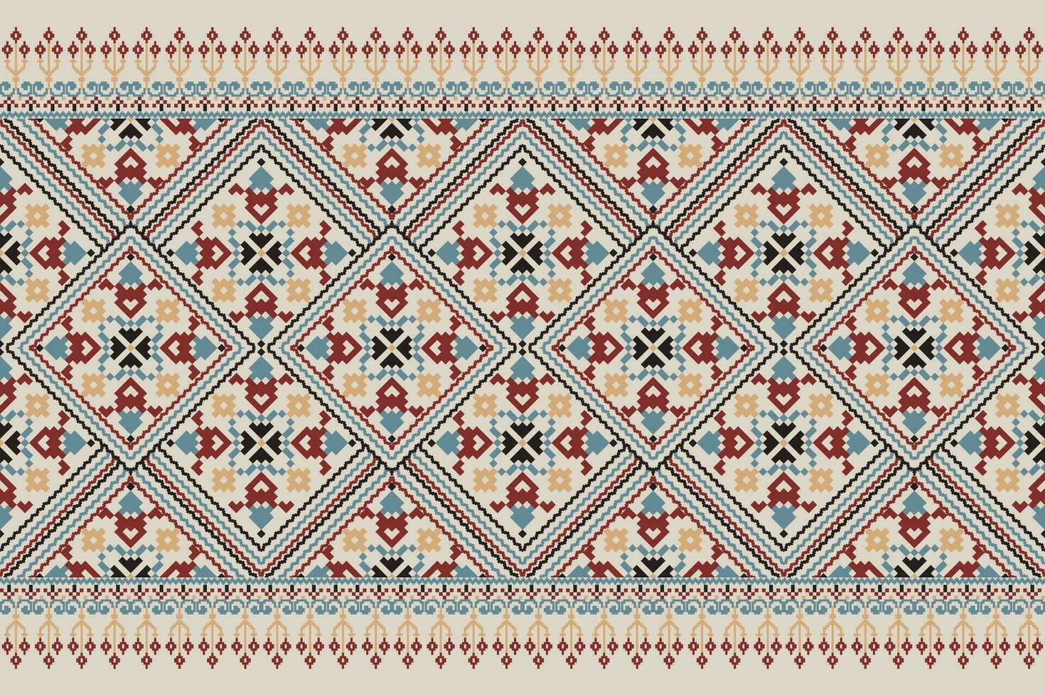 floral traverser point broderie sur gris arrière-plan.géométrique ethnique Oriental modèle traditionnel.aztèque style abstrait vecteur illustration.design pour texture, tissu, vêtements, emballage, décoration, paréo.