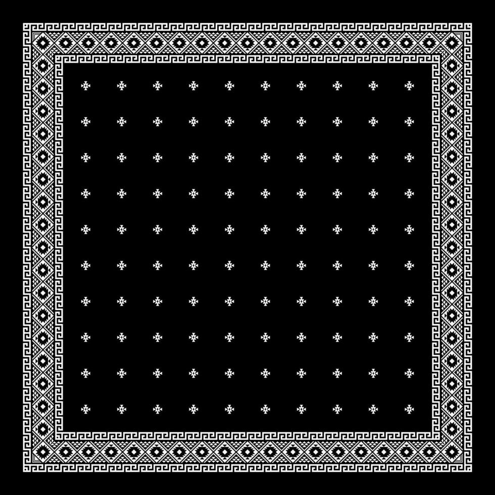 Facile noir bandana décoré avec blanc géométrique ornement cette pouvez être appliqué à tissus de divers couleurs vecteur