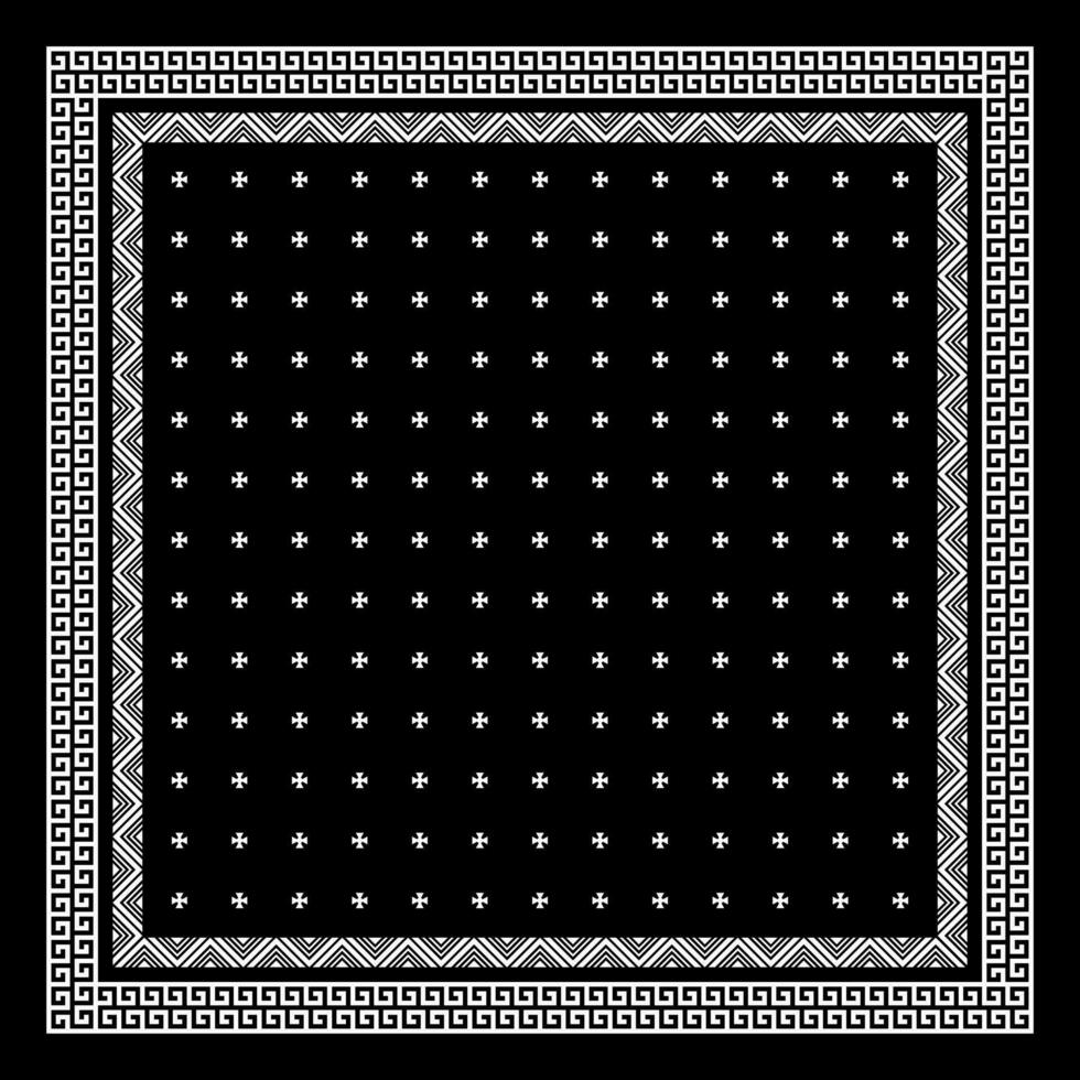 Facile noir bandana décoré avec blanc géométrique ornement cette pouvez être appliqué à tissus de divers couleurs vecteur