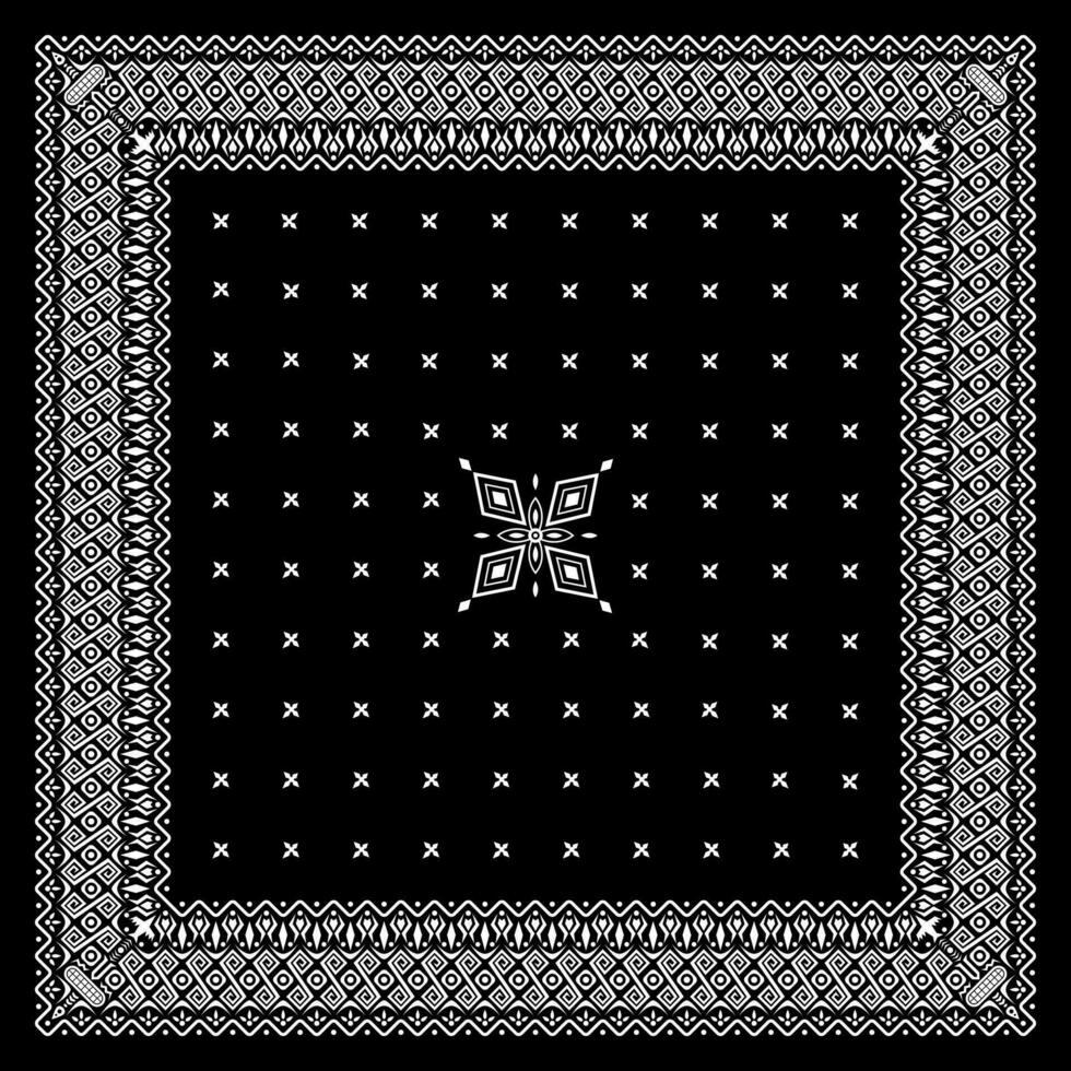 Facile noir bandana décoré avec blanc géométrique ornement cette pouvez être appliqué à tissus de divers couleurs vecteur