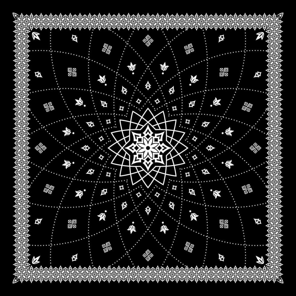 Facile noir bandana décoré avec blanc géométrique ornement cette pouvez être appliqué à tissus de divers couleurs vecteur