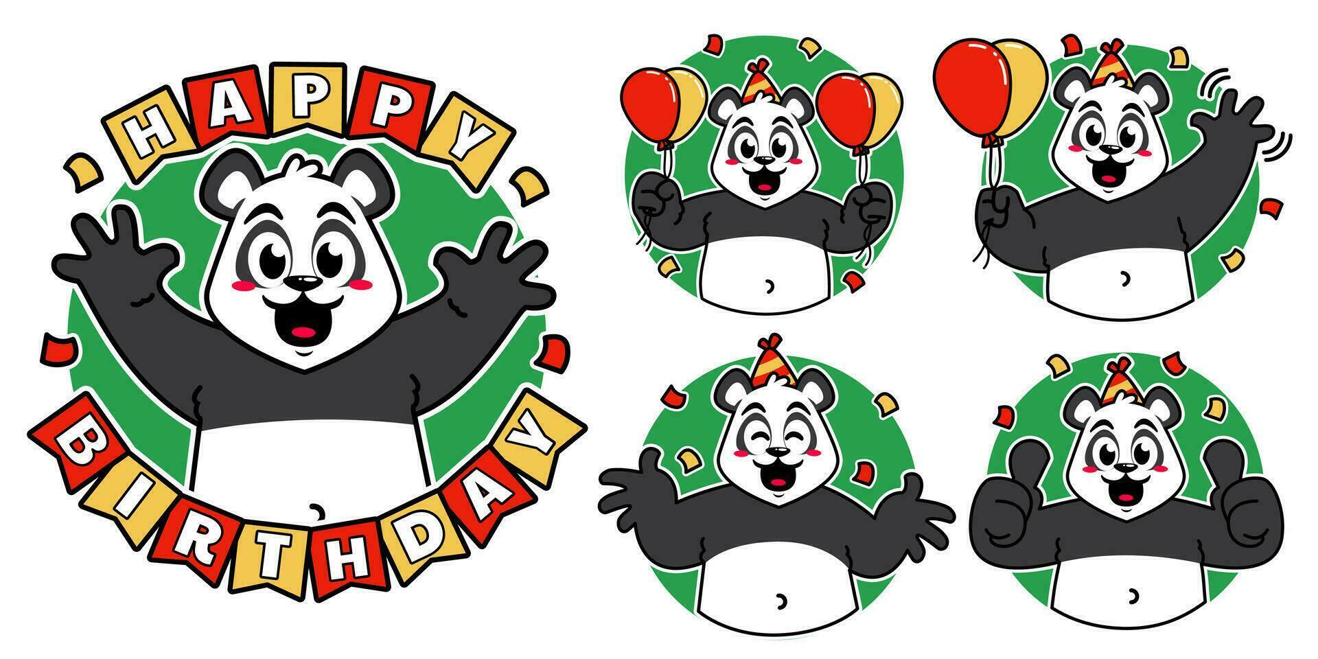 anniversaire Panda autocollant vecteur