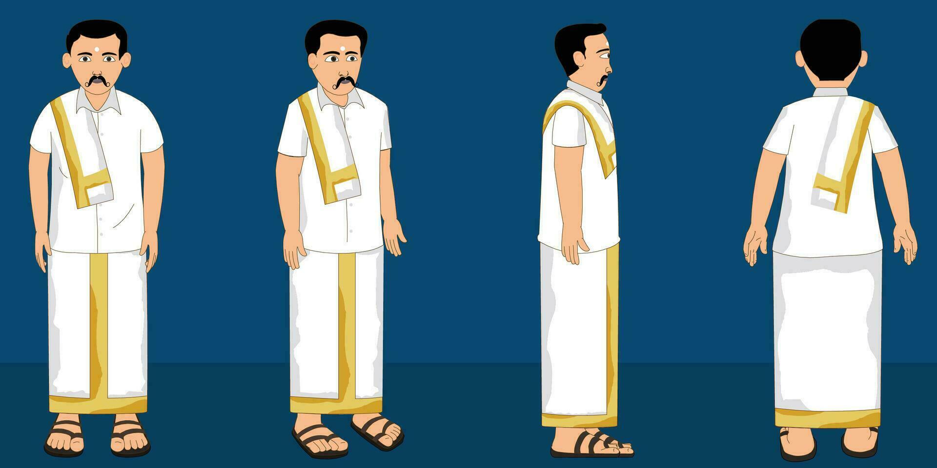 Indien Tamil village homme dessin animé personnage. moral histoires pour le meilleur dessin animé personnage vecteur gratuit vecteur