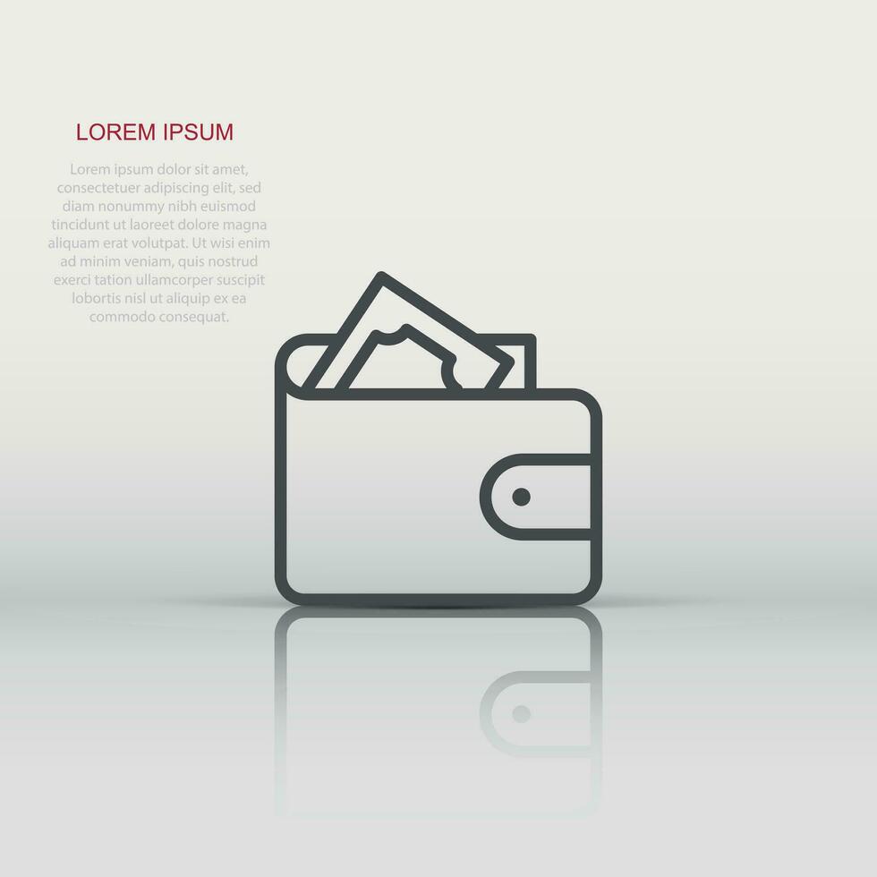 icône de portefeuille dans un style plat. illustration vectorielle de sac à main sur fond isolé blanc. concept d'entreprise de sac de financement. vecteur