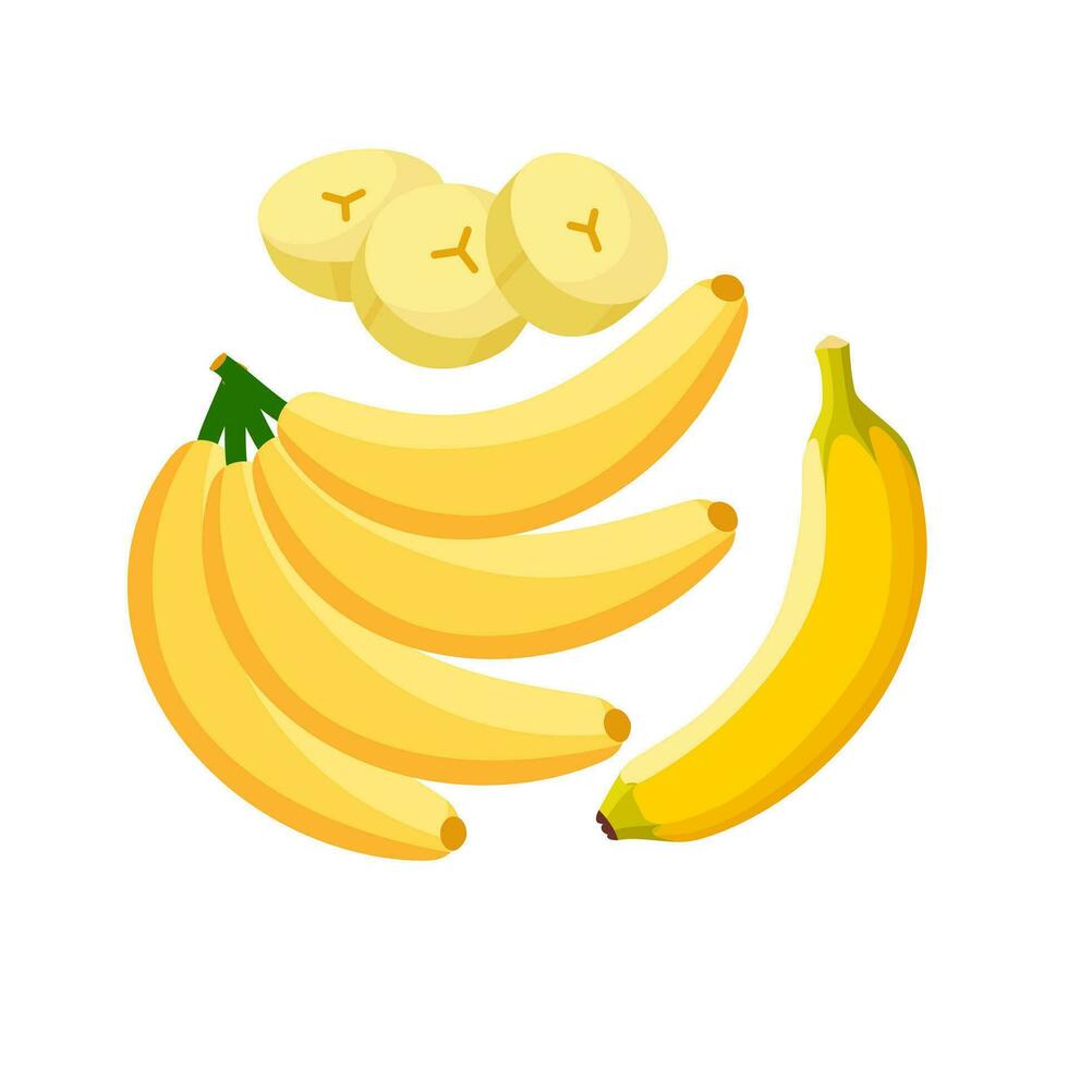 Jaune coloré vecteur banane des fruits plat des illustrations