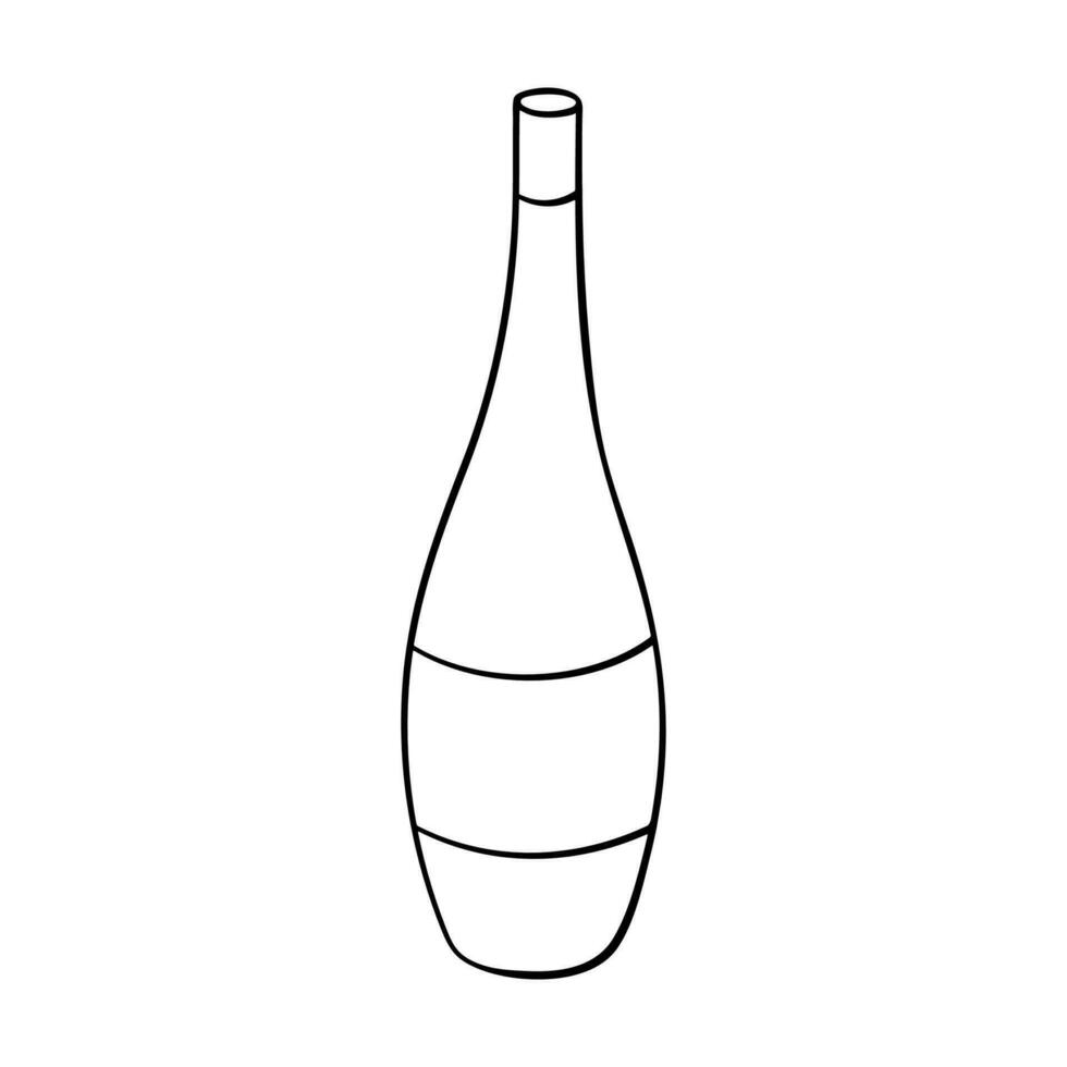 main tiré du vin bouteille illustration. de l'alcool boisson clipart dans griffonnage style. Célibataire élément pour conception vecteur