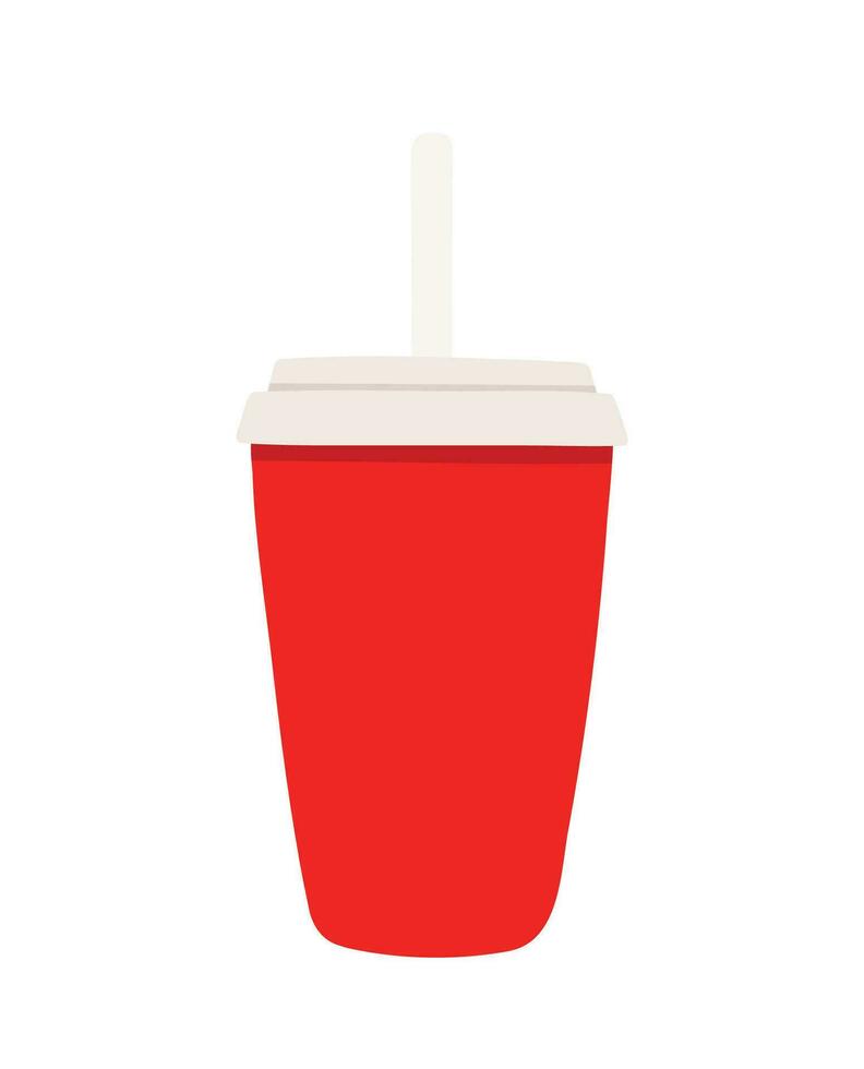la glace doux boisson tasse avec paille dans main dessin dessin animé vecteur illustration