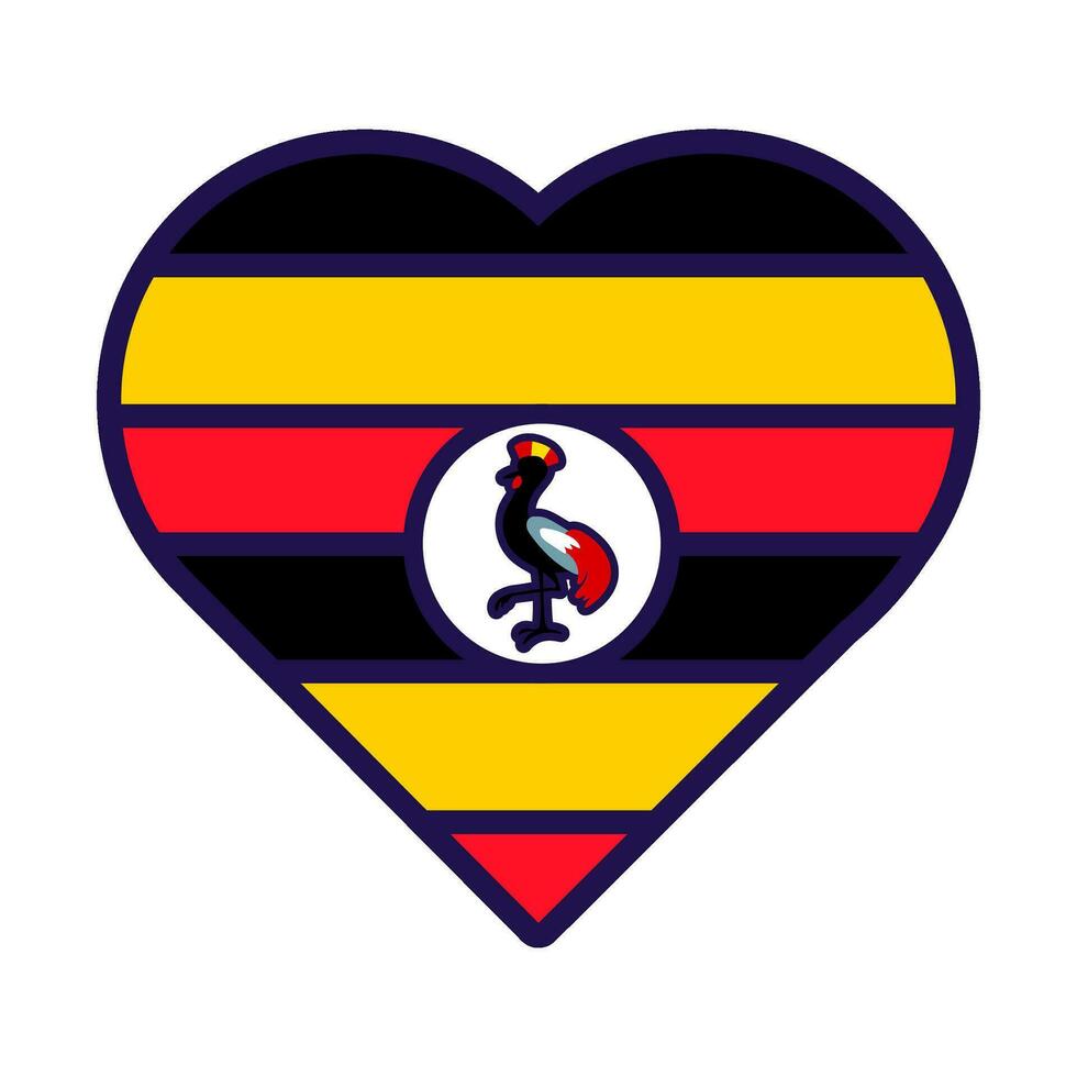 Ouganda drapeau de fête patriote cœur contour icône vecteur