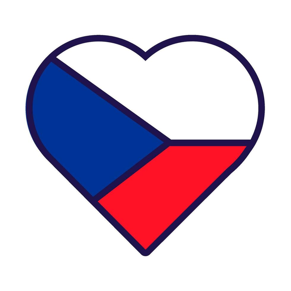 tchèque drapeau de fête patriote cœur contour icône vecteur
