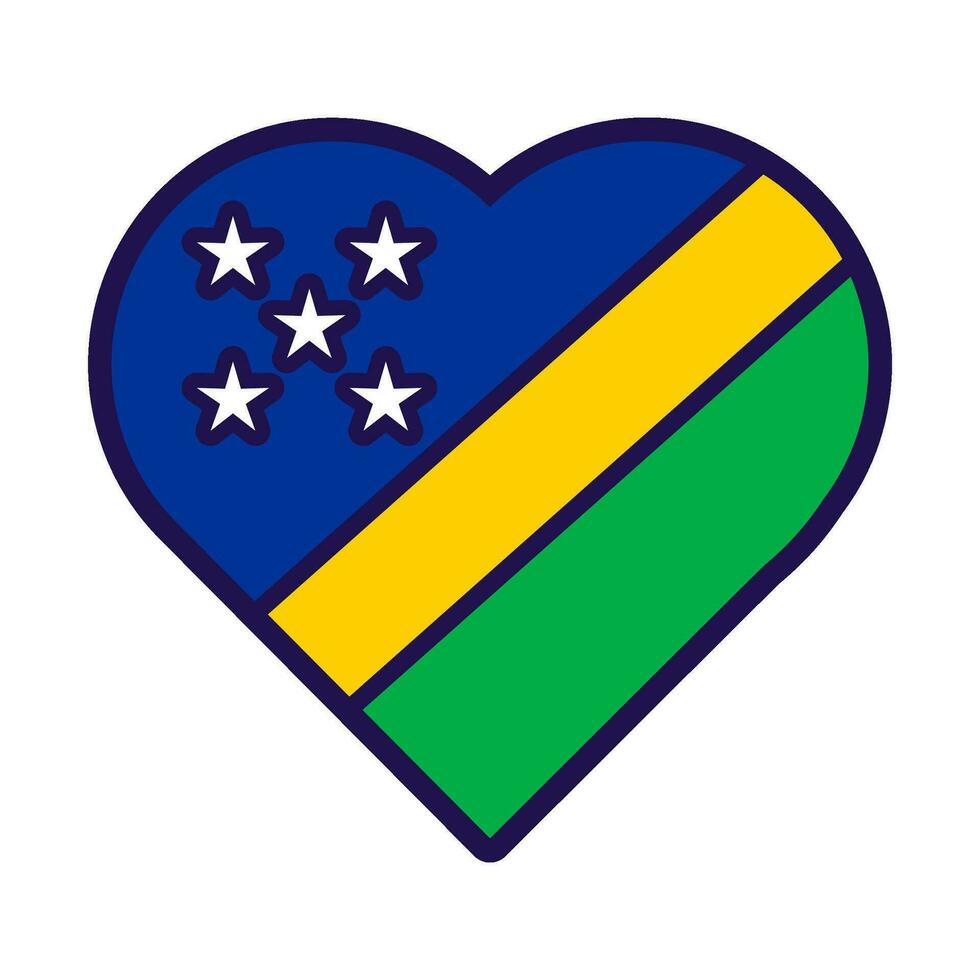 Salomon îles drapeau de fête cœur contour icône vecteur