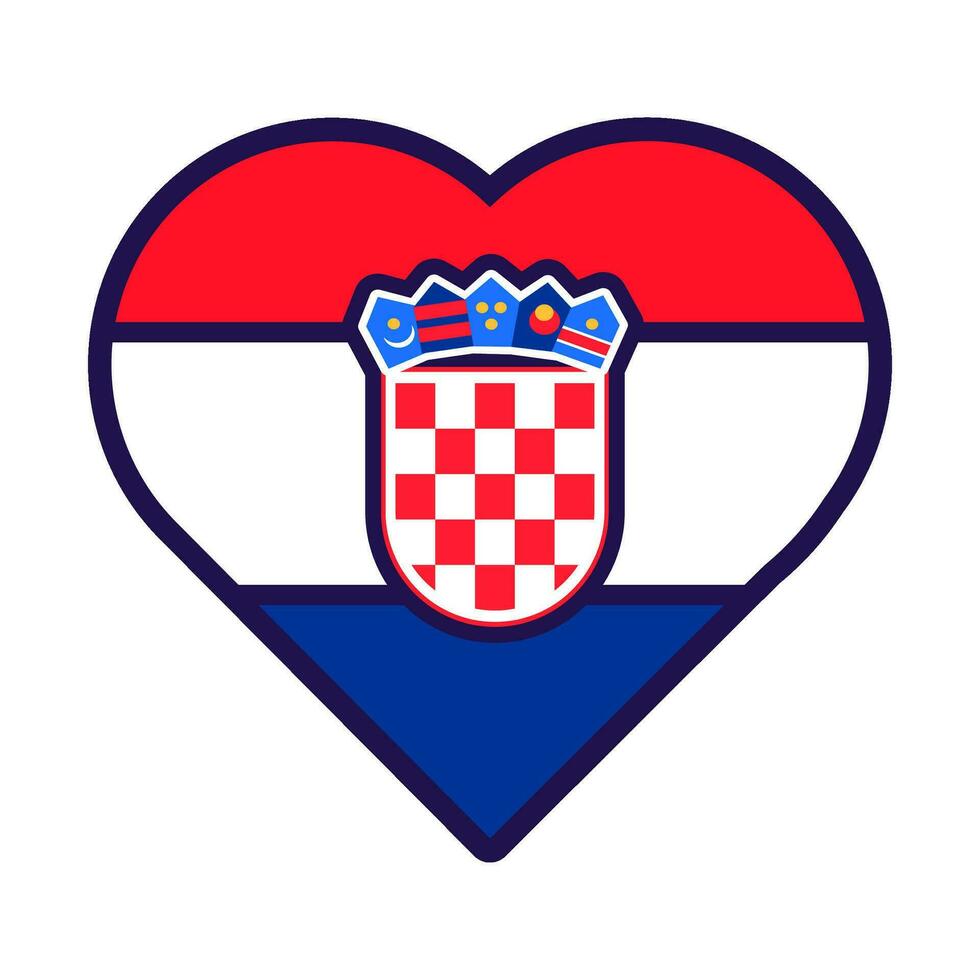 Croatie drapeau de fête patriote cœur contour icône vecteur