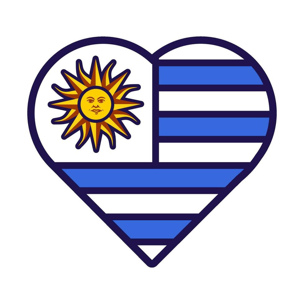 Uruguay drapeau de fête patriote cœur contour icône vecteur