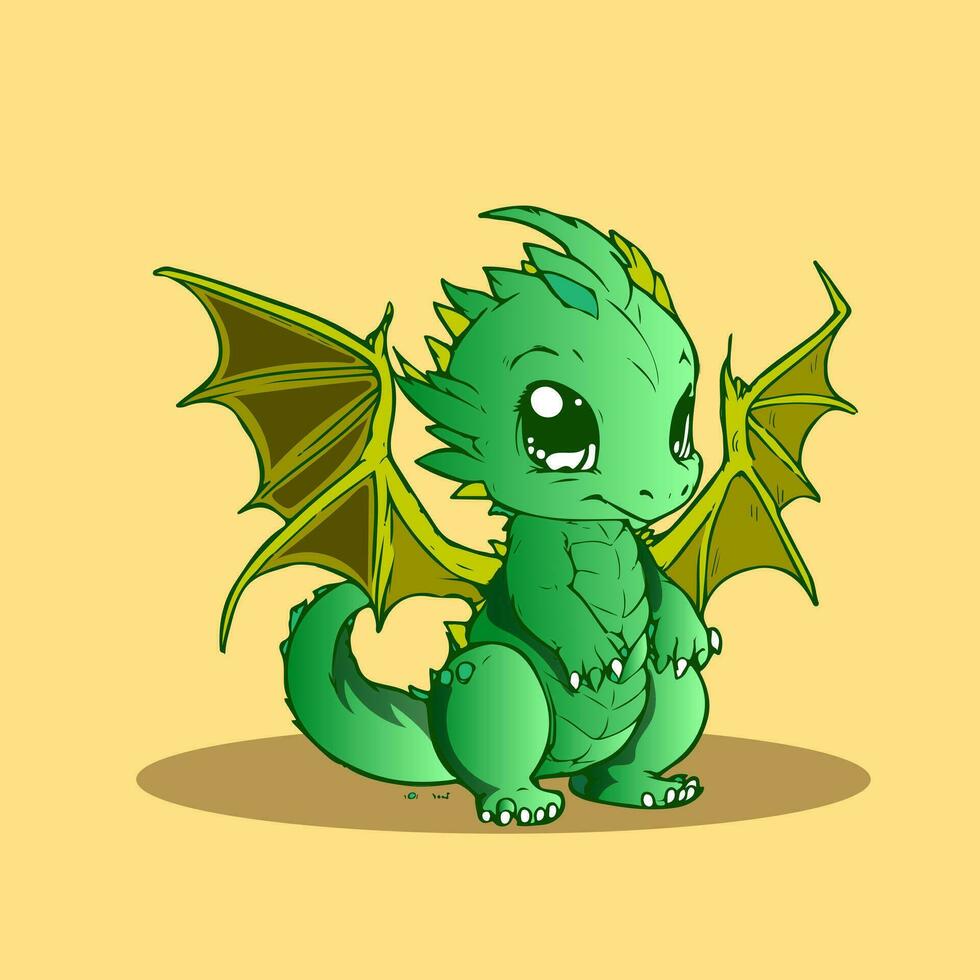 mignonne chibi dragon vecteurs dans dessin animé style de mignonne pour illustration T-shirt ou éducation des gamins élément vecteur