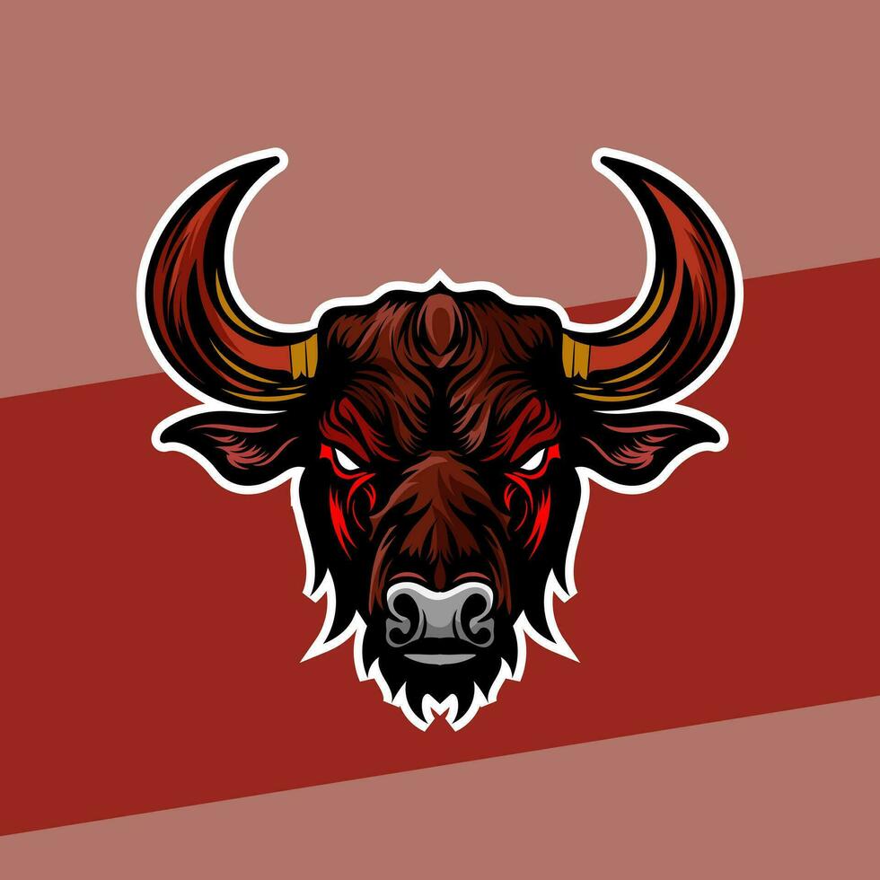 furieux taureau tête mascotte esport logo de une en colère taureau diriger, conçu dans esports illustration style vecteur