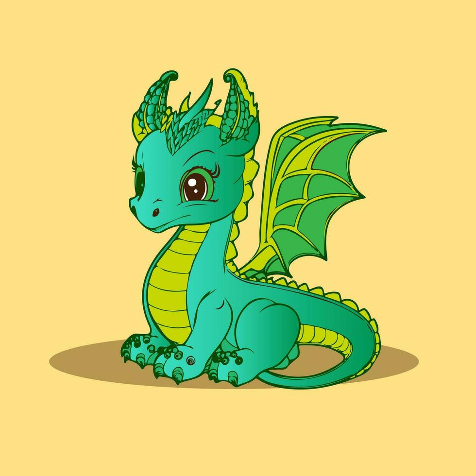 mignonne chibi dragon vecteurs dans dessin animé style de mignonne pour illustration T-shirt ou éducation des gamins élément vecteur