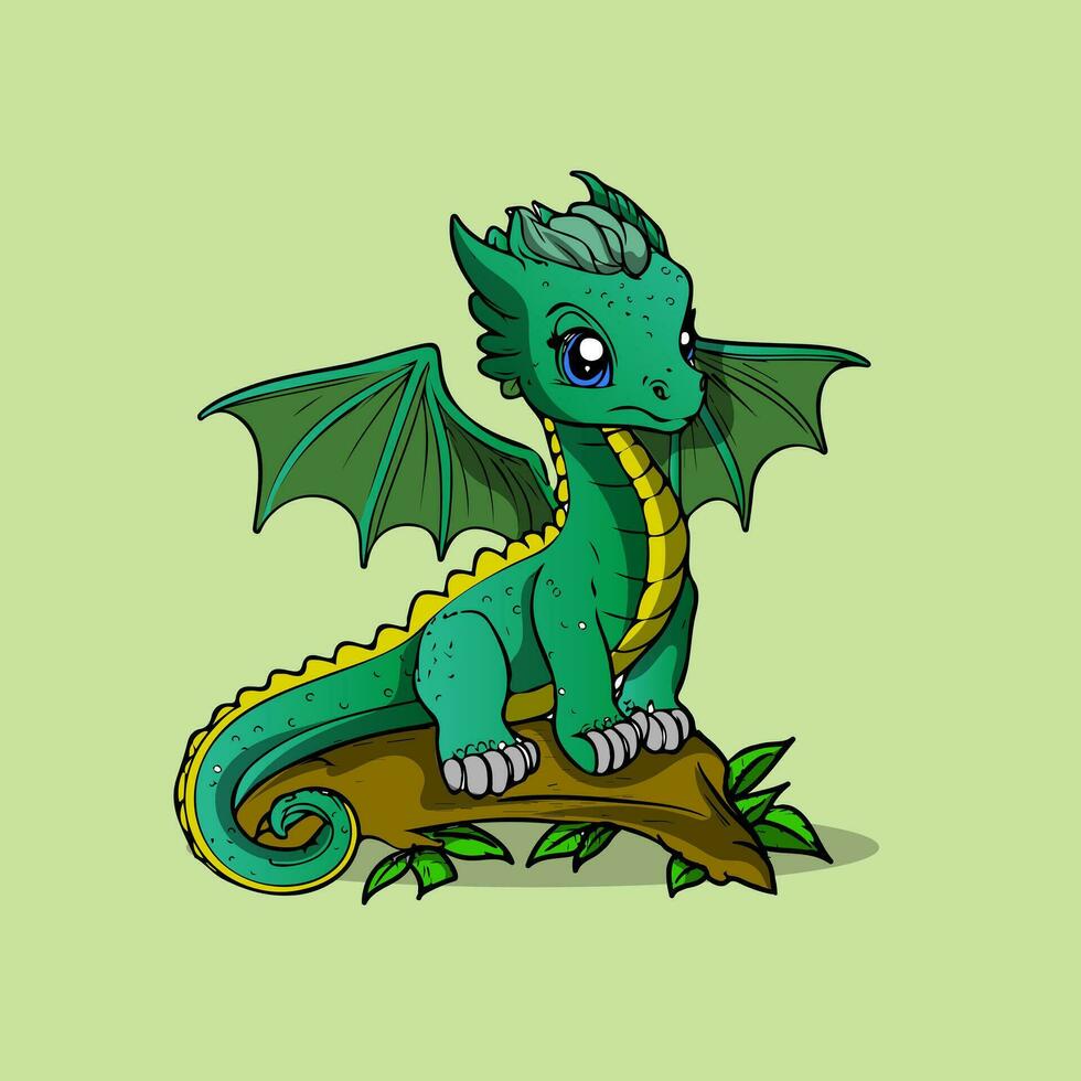 mignonne chibi dragon vecteurs dans dessin animé style de mignonne pour illustration T-shirt ou éducation des gamins élément vecteur