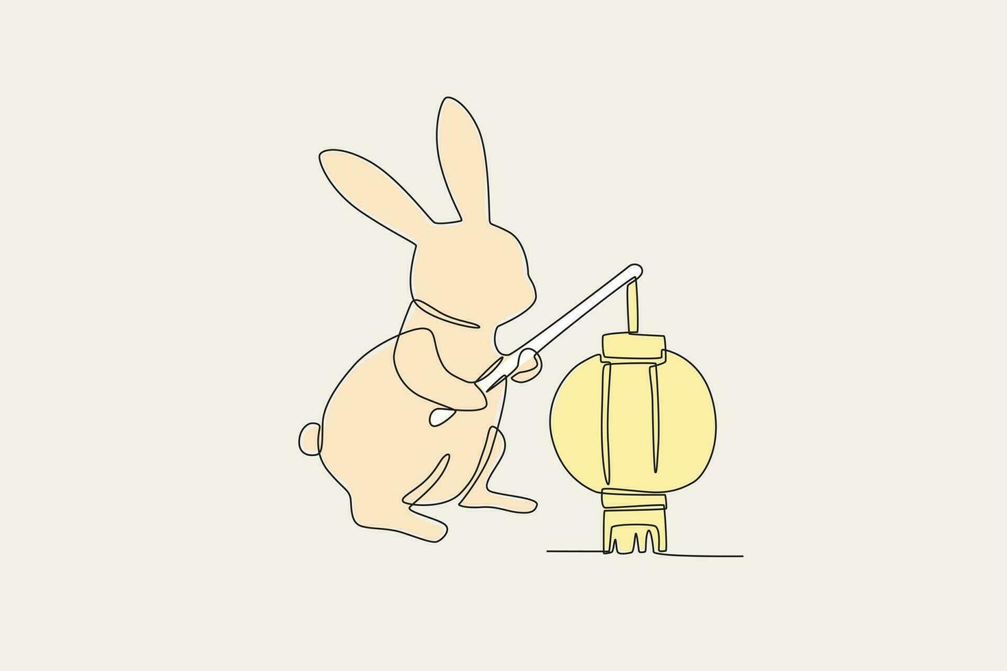 coloré illustration de une lapin en portant une lanterne vecteur