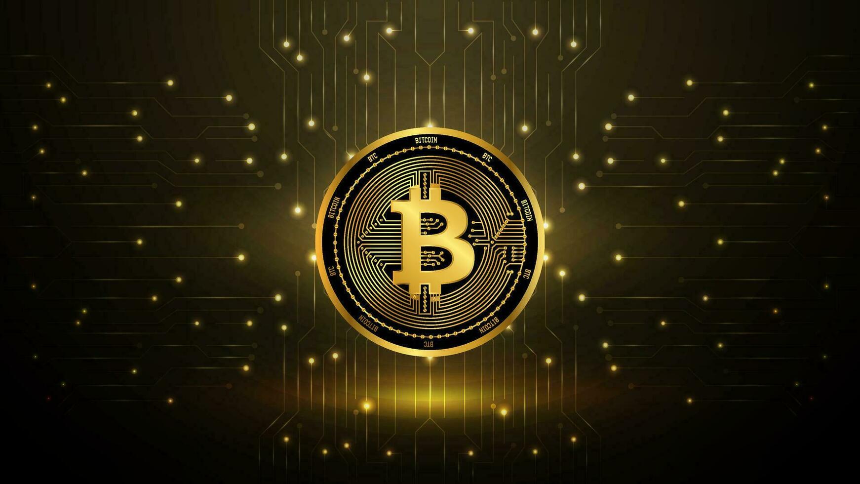 Bitcoin. numérique d'or pièce de monnaie. crypto-monnaie. vecteur illustration.