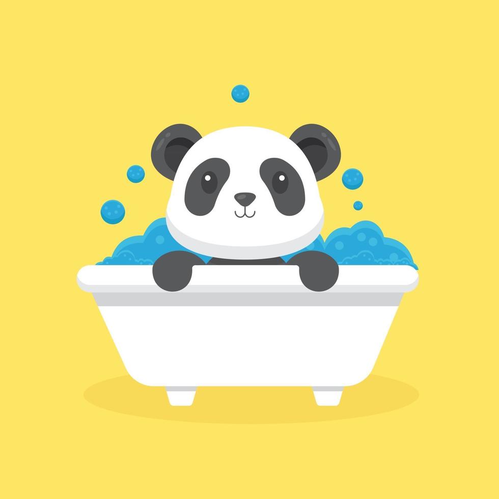 panda mignon prendre un personnage de dessin animé de bain vecteur