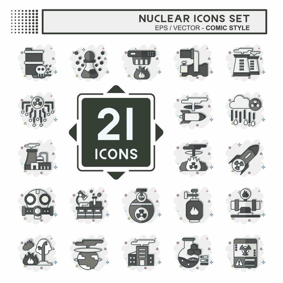 icône ensemble nucléaire. en relation à nucléaire symbole. bande dessinée style. Facile conception modifiable. Facile illustration vecteur