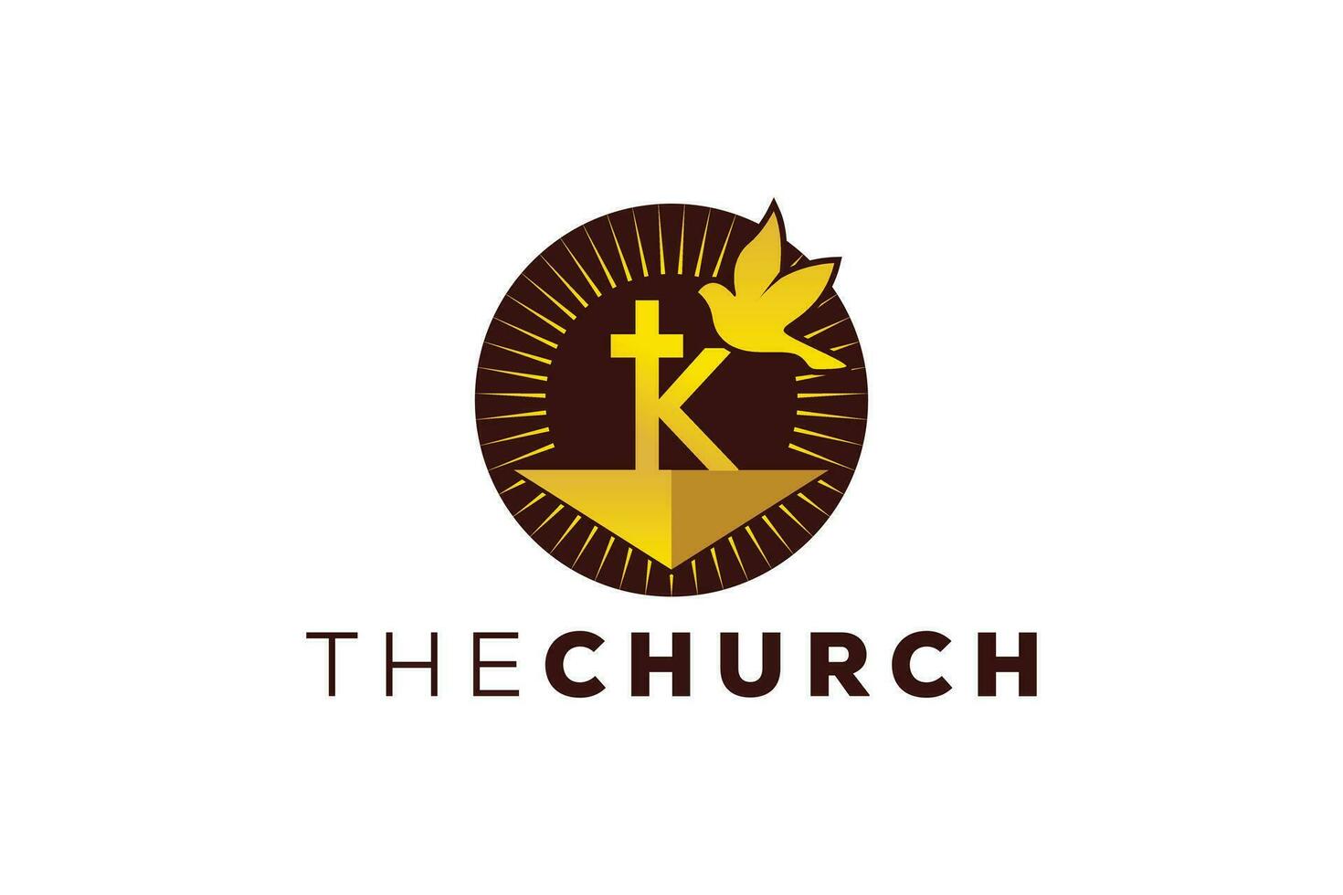 branché et professionnel lettre k église signe Christian et paisible vecteur logo