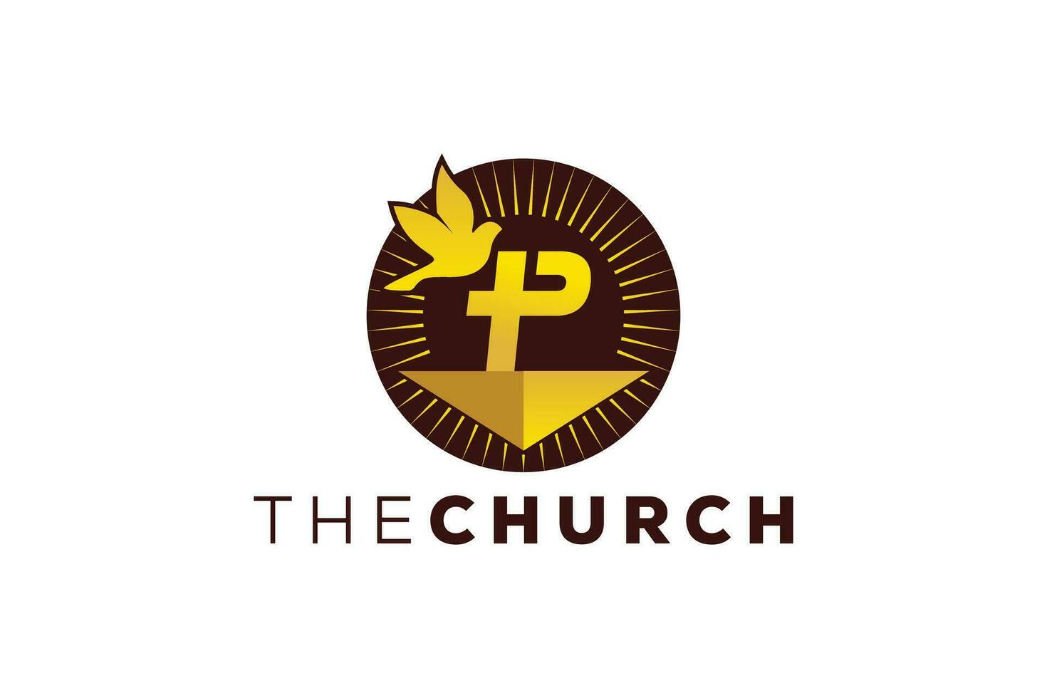 branché et professionnel lettre p église signe Christian et paisible vecteur logo