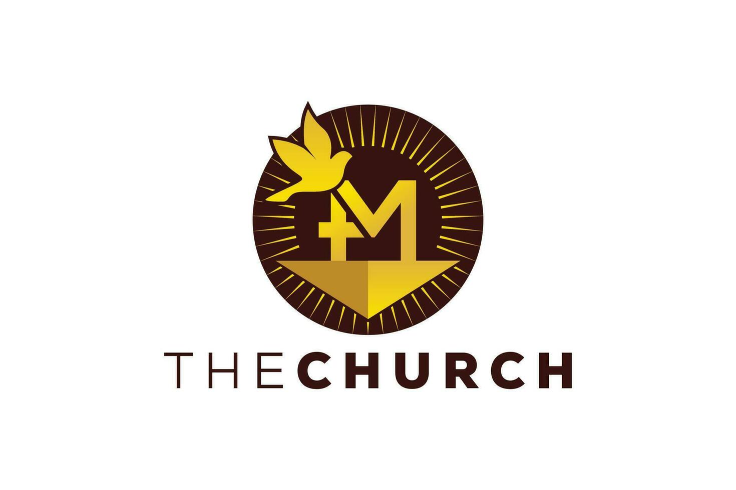 branché et professionnel lettre m église signe Christian et paisible vecteur logo