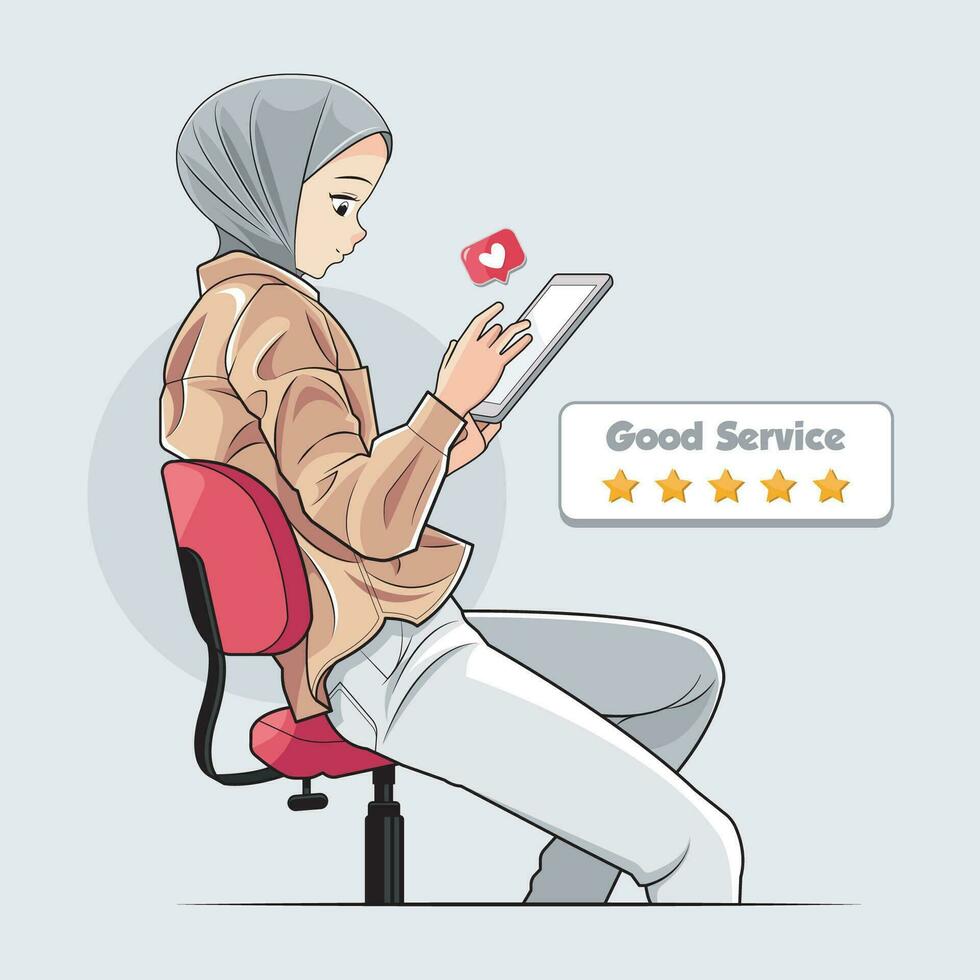 musulman affaires femme. Jeune femmes dans hijab qui l'amour produit et un service concepts vecteur illustration gratuit Télécharger