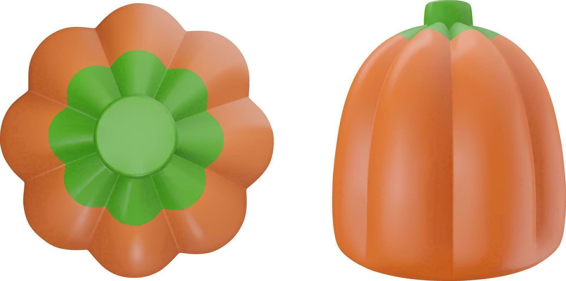 citrouille bonbons 3d vecteur, Halloween bonbons Haut et côté vue vecteur