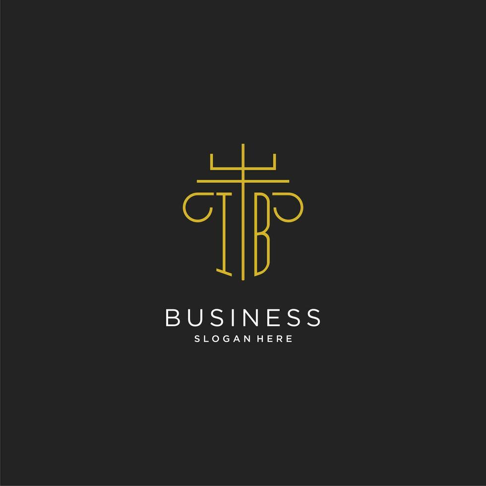 ib initiale avec monoline pilier logo style, luxe monogramme logo conception pour légal raffermir vecteur
