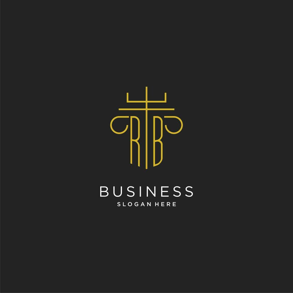 rb initiale avec monoline pilier logo style, luxe monogramme logo conception pour légal raffermir vecteur