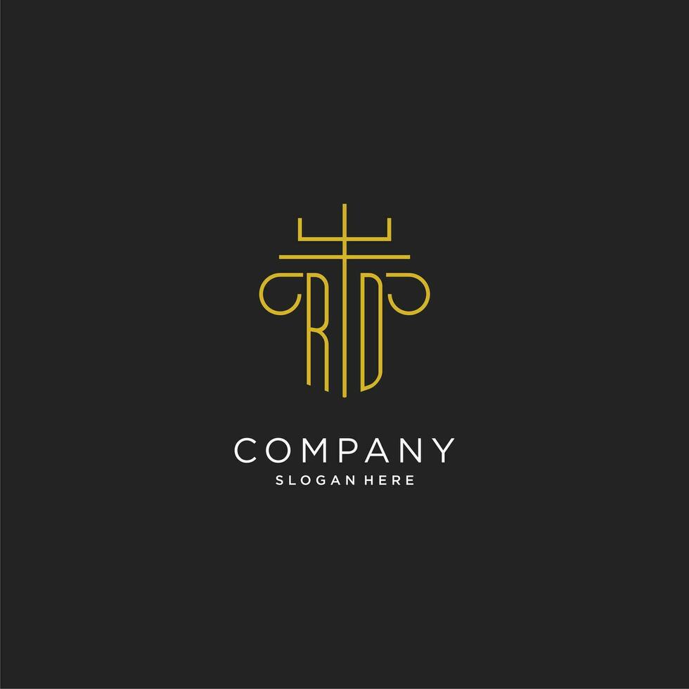 rd initiale avec monoline pilier logo style, luxe monogramme logo conception pour légal raffermir vecteur