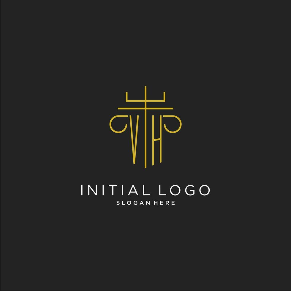 vh initiale avec monoline pilier logo style, luxe monogramme logo conception pour légal raffermir vecteur