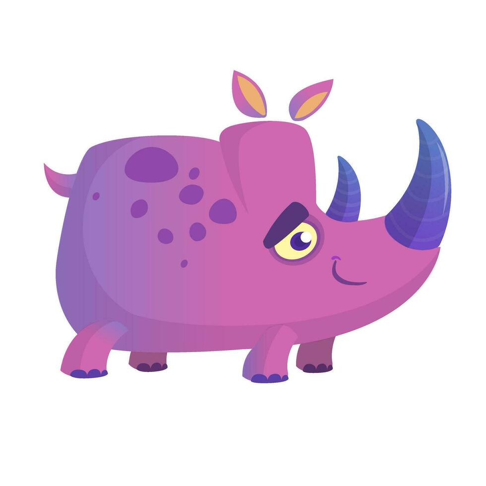 violet dessin animé rhinocéros. vecteur image de coloré rhinocéros mascotte