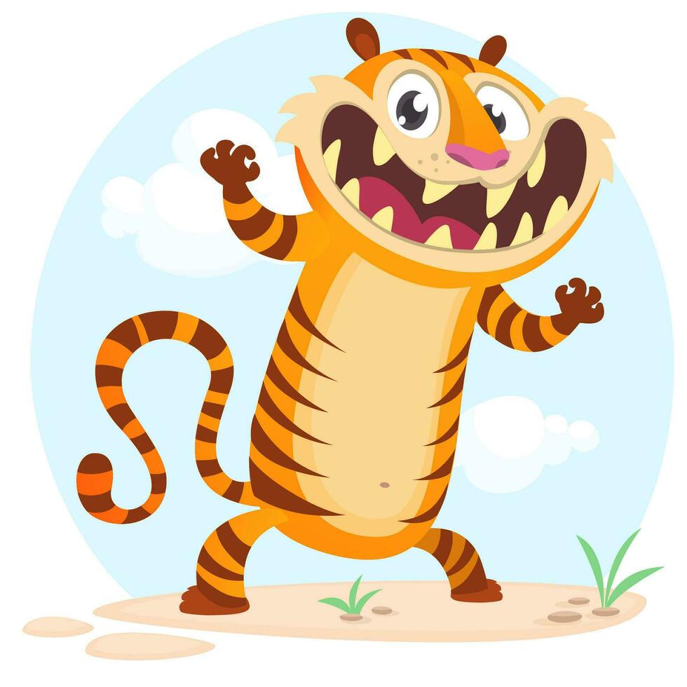 charmant dessin animé tigre personnage vecteur