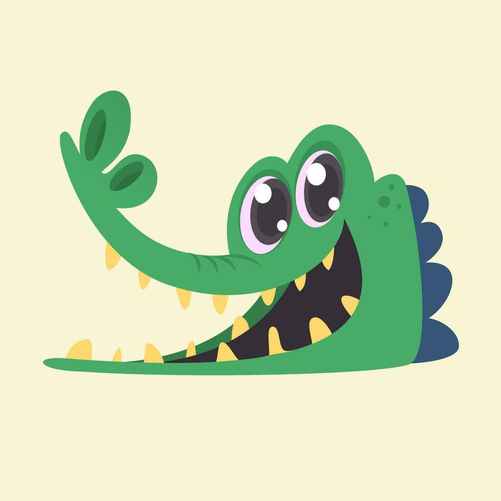 mignonne dessin animé crocodile. vecteur illustration de une vert crocodile