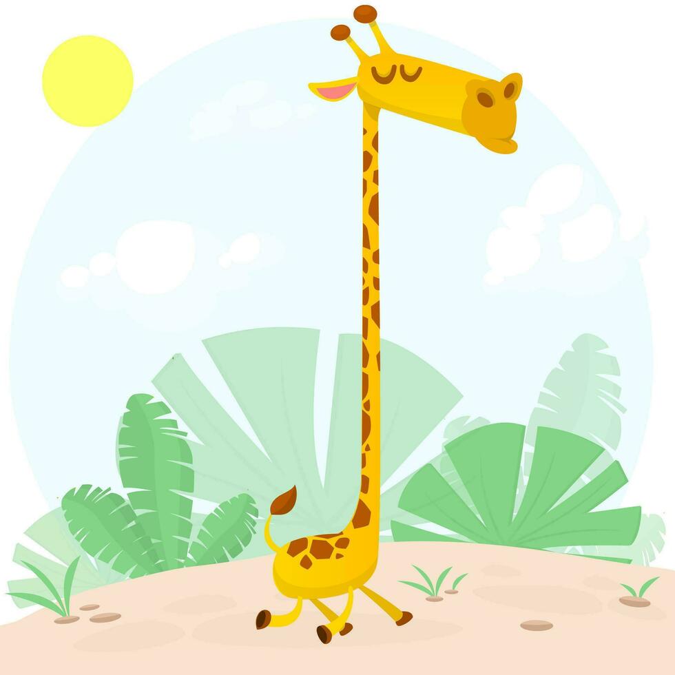 mignonne girafe dessin animé illustration. vecteur