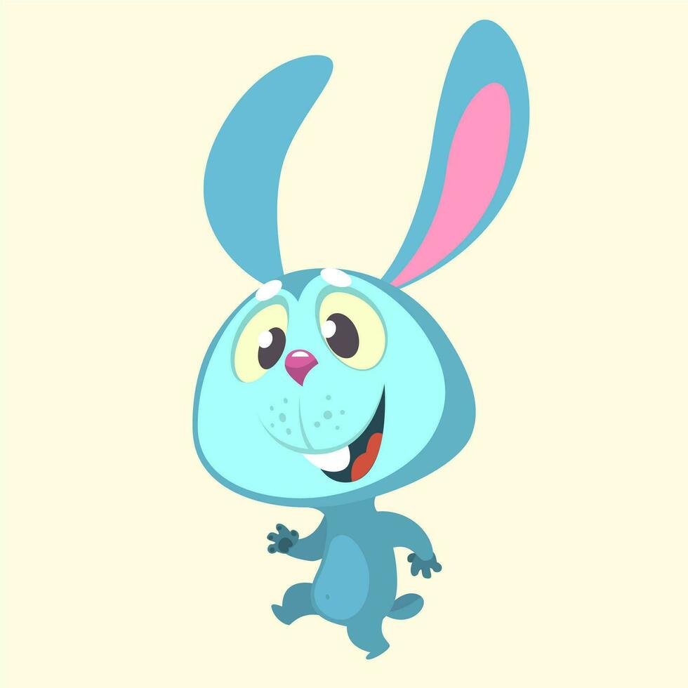 mignonne dessin animé bleu lapin lapin personnage vecteur