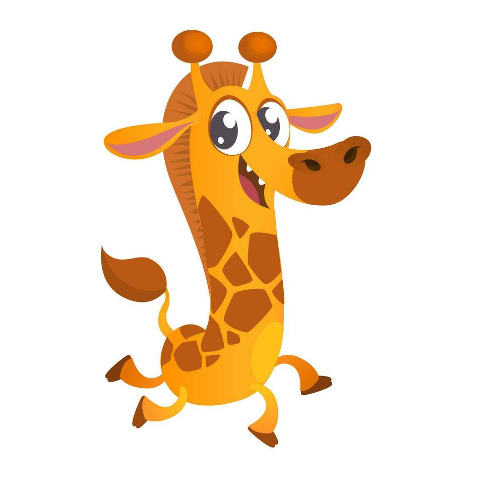 mignonne dessin animé girafe personnage icône. sauvage animal collection. bébé éducation. isolé sur blanc Contexte. plat conception. vecteur illustration