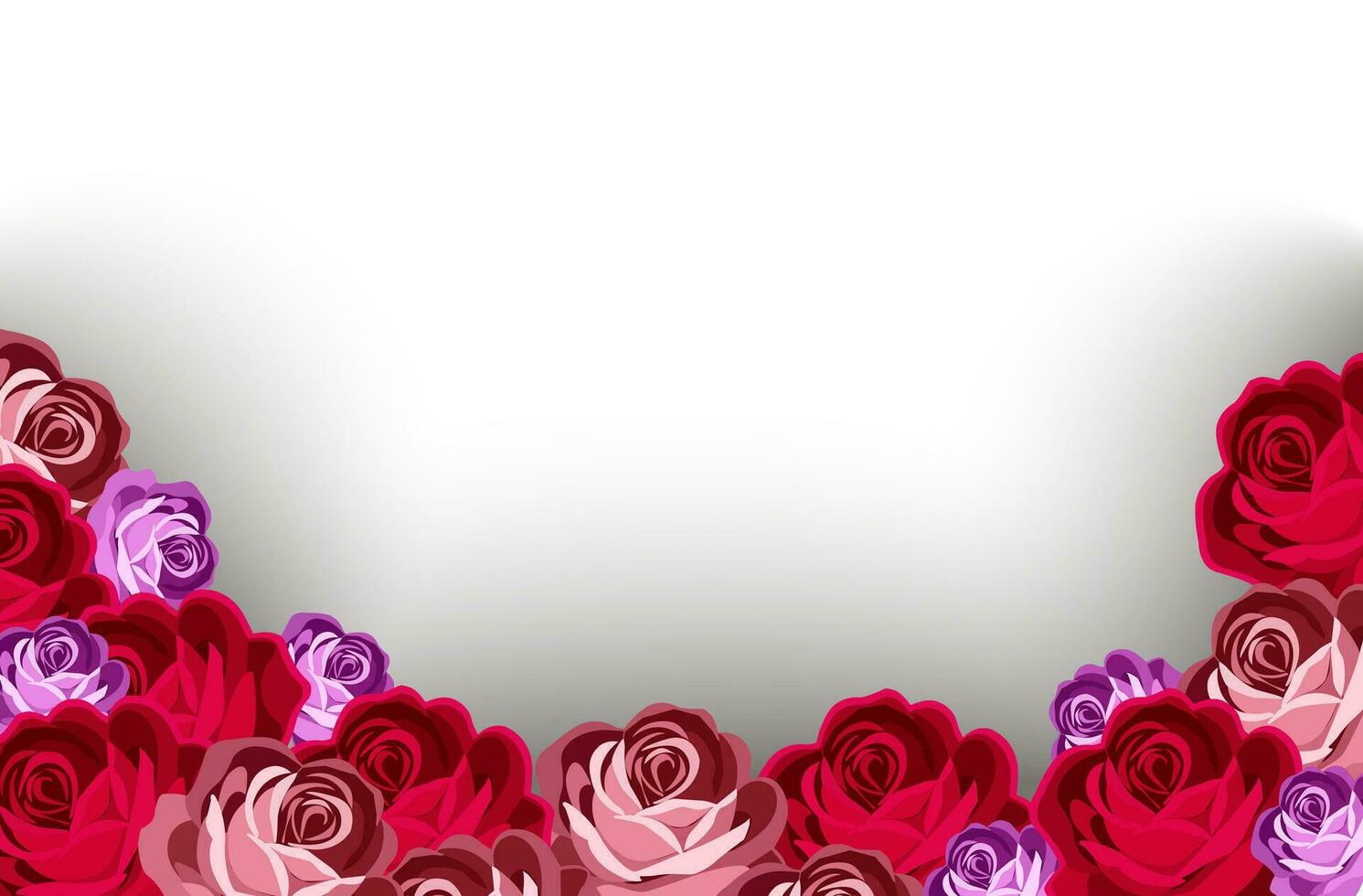 rouge fleur - rose fleur frontière assorti sur une blanc Contexte. la Saint-Valentin jour, de la mère et anniversaire salutation carte conception vecteur