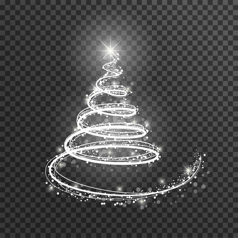 Sapin de Noël sur fond transparent. Arbre de Noël de lumière blanche comme symbole de bonne année. vecteur